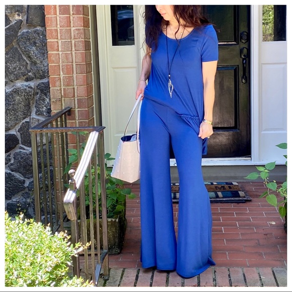 ROYAL BLUE LAYERED HEM SHORT SLEEVES TUNIC TOP - Picture 13 of 13